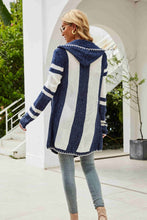 Load image into Gallery viewer, Striped Open Front Hooded Cardigan
