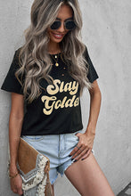 Load image into Gallery viewer, SLAY GOLDEN Distressed Round Neck Tee
