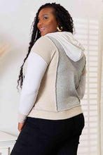 Load image into Gallery viewer, Double Take Color Block Exposed Seam Drawstring Hoodie
