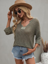 Load image into Gallery viewer, Notched Side Slit Drop Shoulder Sweater
