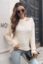 Load image into Gallery viewer, Ribbed Cold Shoulder Round Neck Pullover Sweater
