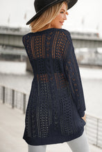 Load image into Gallery viewer, Openwork Ribbed Cuff Longline Cardigan
