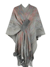 Load image into Gallery viewer, Heathered Fringe Hem Poncho
