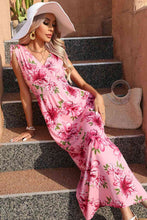 Load image into Gallery viewer, Full Size Tied Smocked Surplice Sleeveless Maxi Dress
