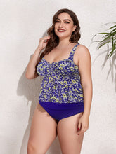 Load image into Gallery viewer, Plus Size Two-Tone Drawstring Sleeveless Tankini Set
