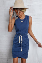 Load image into Gallery viewer, Contrast Drawstring Waist Sleeveless Mini Dress
