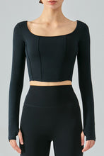 Load image into Gallery viewer, Seam Detail Thumbhole Sleeve Cropped Sports Top
