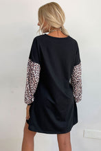 Load image into Gallery viewer, Leopard Print Sleeve Sweatshirt Dress
