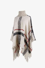 Load image into Gallery viewer, Plaid Turtleneck Raw Hem Poncho
