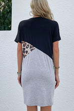 Load image into Gallery viewer, Color Block Leopard Tee Dress
