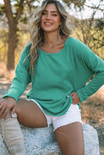 Load image into Gallery viewer, Seam Detail Curved Hem Long Sleeve Top
