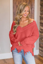 Load image into Gallery viewer, Frayed Hem Dropped Shoulder Sweater
