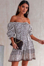 Load image into Gallery viewer, Printed Off-Shoulder Pleated Dress
