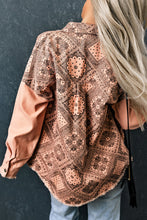 Load image into Gallery viewer, Printed Raw Hem Button Down Jacket with Pockets
