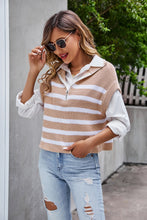 Load image into Gallery viewer, Striped Half-Zip Collared Vest
