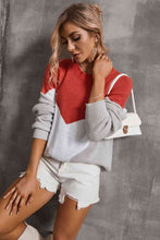 Load image into Gallery viewer, Color Block Round Neck Rib-Knit Sweater
