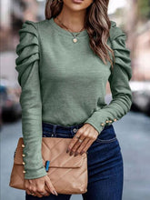 Load image into Gallery viewer, Round Neck Puff Sleeve Sleeve Blouse
