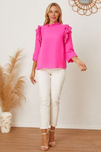 Load image into Gallery viewer, Frill Ruffled Three-Quarter Sleeve Blouse
