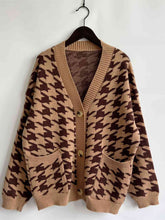 Load image into Gallery viewer, Houndstooth Botton Front  Cardigan with Pockets
