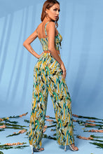 Load image into Gallery viewer, Printed Tie-Front Bralette and Wide Leg Pants Set
