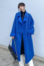 Load image into Gallery viewer, Double-Breasted Belted Lapel Collar Sherpa Coat
