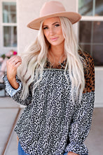 Load image into Gallery viewer, Animal Print Color Block  V-Neck Flounce Sleeve Blouse
