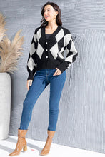 Load image into Gallery viewer, Geometric Button Up Dropped Shoulder Cardigan
