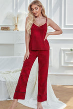 Load image into Gallery viewer, Gingham V-Neck Cami and Tied Pants Lounge Set
