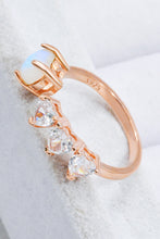 Load image into Gallery viewer, Natural Moonstone and Zircon Heart Open Ring
