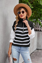 Load image into Gallery viewer, Striped Half-Zip Collared Vest

