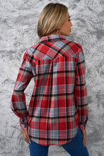 Load image into Gallery viewer, Plaid Button Front Curved Hem Shirt
