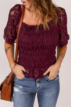 Load image into Gallery viewer, Lace Smocked Flounce Sleeve Blouse
