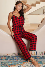 Load image into Gallery viewer, Plaid Lace Trim Spaghetti Strap Jumpsuit
