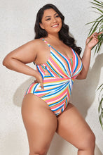 Load image into Gallery viewer, Plus Size Striped One-Piece Swimsuit
