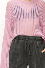 Load image into Gallery viewer, HYFVE Openwork Ribbed Long Sleeve Knit Top
