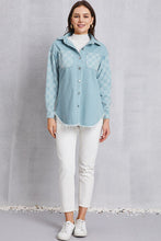 Load image into Gallery viewer, Raw Hem Checkered Dropped Shoulder Denim Jacket

