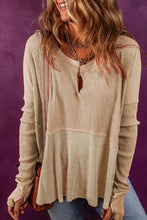 Load image into Gallery viewer, Notched Neck Long Sleeve Slit Blouse
