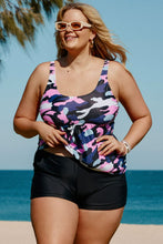 Load image into Gallery viewer, Plus Size Camouflage Peplum Two-Piece Tankini Set
