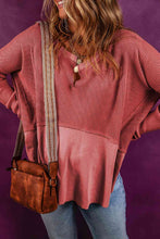 Load image into Gallery viewer, Notched Neck Long Sleeve Slit Blouse
