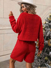 Load image into Gallery viewer, Teddy Sweatshirt and Sequin Shorts Set
