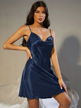 Load image into Gallery viewer, Spaghetti Strap Cowl Neck Satin Night Dress
