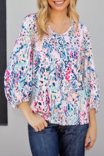 Load image into Gallery viewer, Printed Round Neck Balloon Sleeve Blouse
