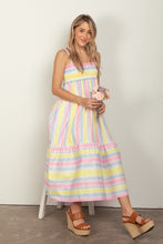 Load image into Gallery viewer, VERY J Striped Woven Smocked Midi Cami Dress
