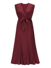 Load image into Gallery viewer, Tied Surplice Cap Sleeve Pleated Dress
