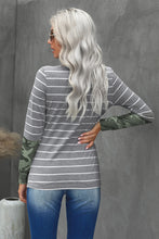 Load image into Gallery viewer, Camouflage Striped Round Neck Top
