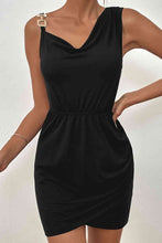 Load image into Gallery viewer, Asymmetrical Neck Sleeveless Tulip Hem Dress
