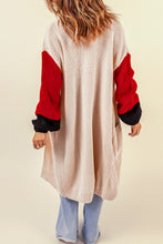 Load image into Gallery viewer, Color Block Rib-Knit Longline Cardigan with Front Pockets
