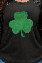 Load image into Gallery viewer, Plus Size Lucky Clover Sequin Round Neck Blouse
