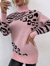 Load image into Gallery viewer, Animal Print Turtleneck Sweater
