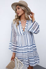 Load image into Gallery viewer, Printed Notched Neck Flare Sleeve Tiered Dress
